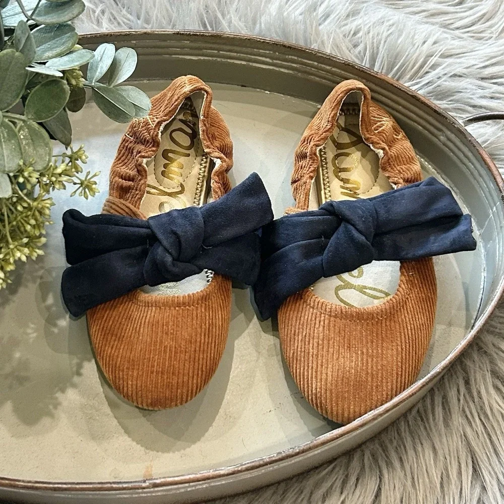 Sam Edelman Felicity‎ Mary Jane Girls Flats Size 1Y Mustard/Navy